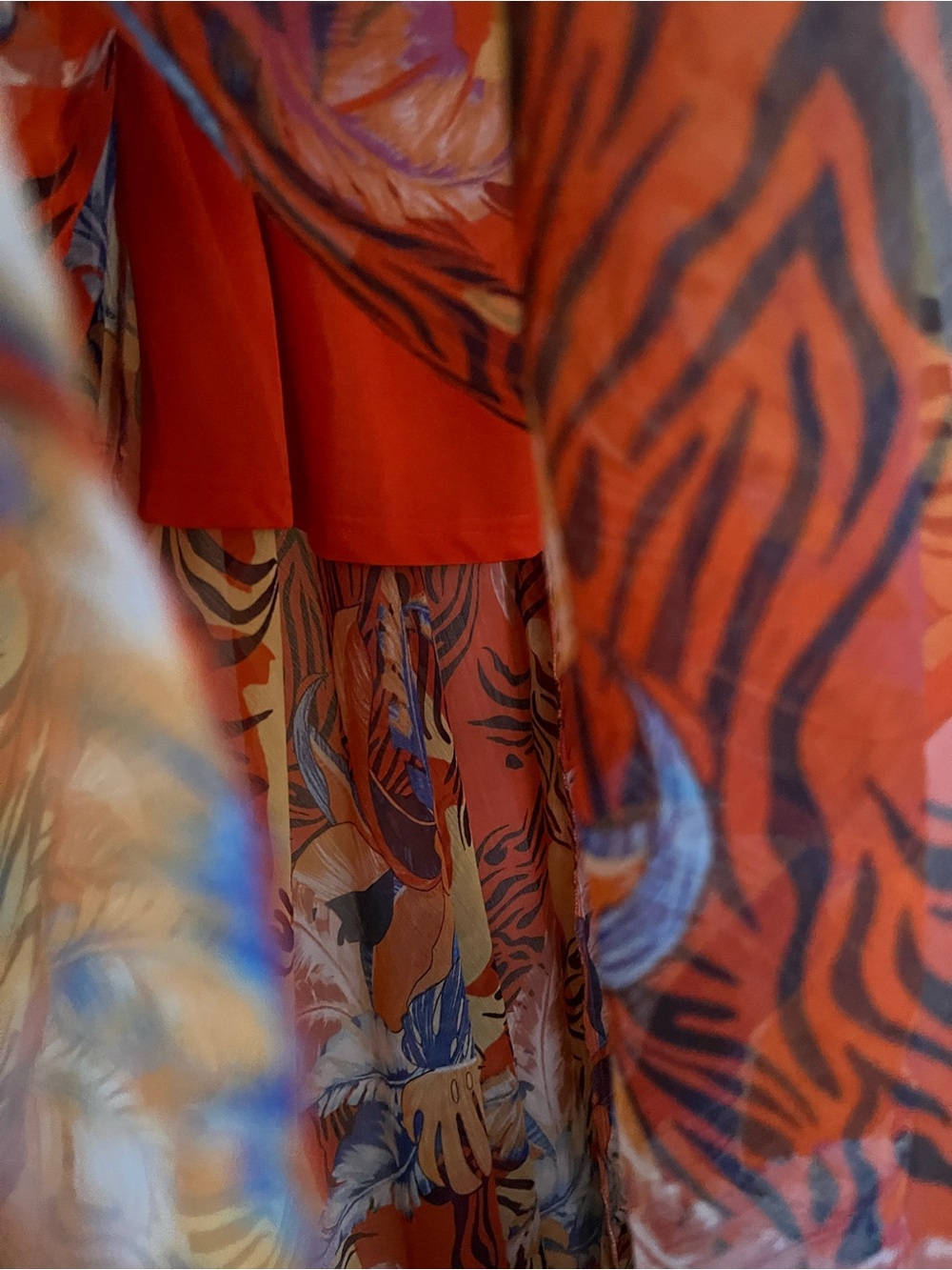NWT MULTICOLOR TROPICAL Print Maxi Dress with Belt - Picture 7 of 9